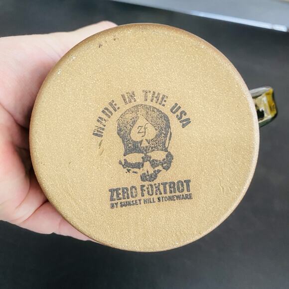 Zero Foxtrot Stoneware Coffee Mug Hate Fear Not Beer Skull Stoneware Rare USA - Picture 3 of 6